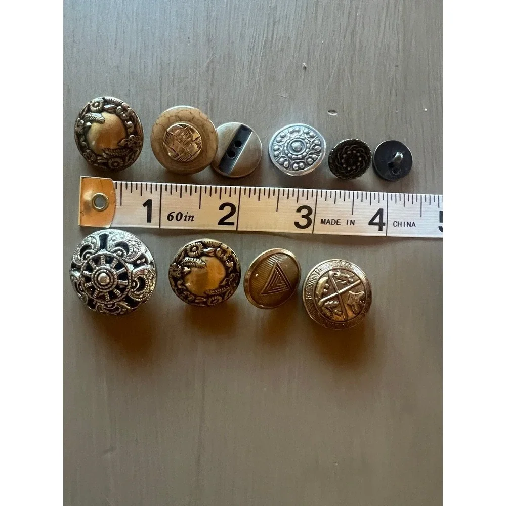 Vintage Button Lot 10pc Gold Silver Mixed Metal Art Deco Floral MCM AntiqueCrest